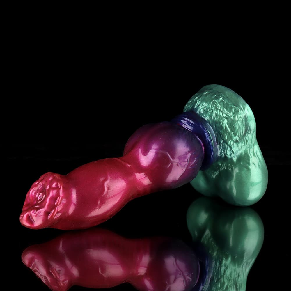 Gun Dog Gradient Purple Green Fantasy Dildo - Knotted Dildo