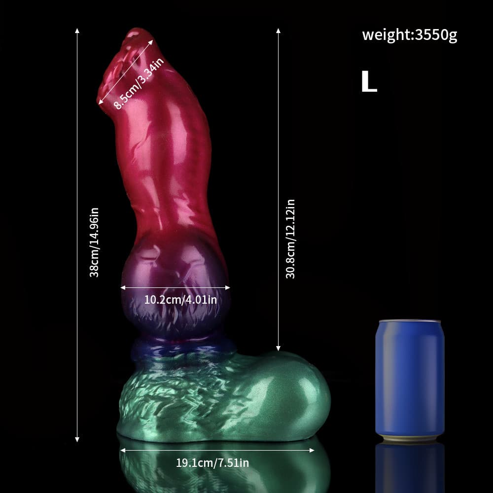 Gun Dog Gradient Purple Green Fantasy Dildo - Knotted Dildo