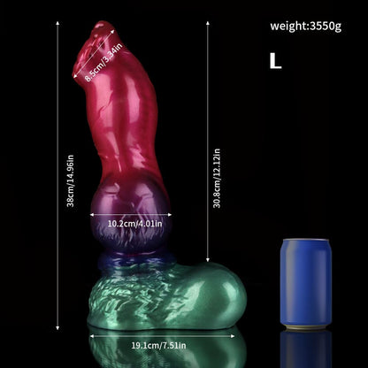 Gun Dog Gradient Purple Green Fantasy Dildo - Knotted Dildo